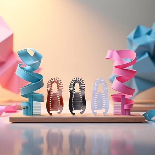 ZLmoue 3Pcs Colorful Interlocking Plastic Banana Hair Clips