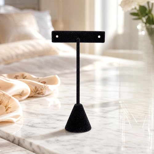 Black Velvet Earring Display Stand - T-Shaped Jewelry Holder