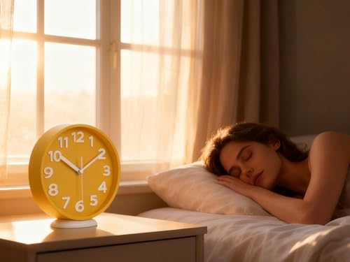 8-Inch Yellow Modern Wall Clock – Silent, 3D Large Numbers, Desk & Wall Use