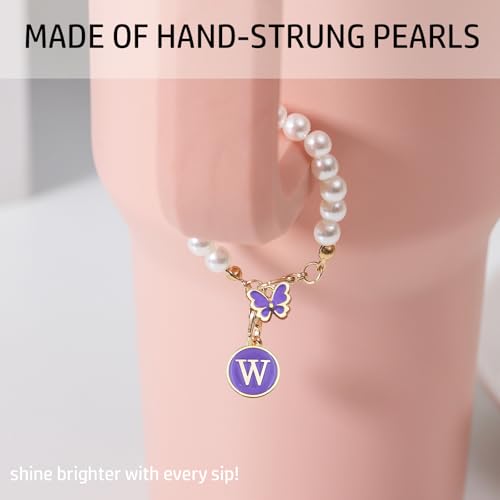 Initial Letter Pearl Chain Charm for Stanley Cup Water Bottle
