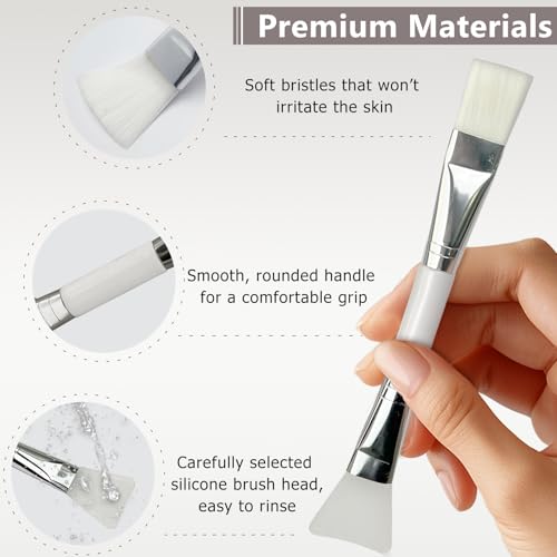Zoolinn 2PCS Dual-Ended Clay Face Mask Brush - Soft Silicone & Bristle Applicator