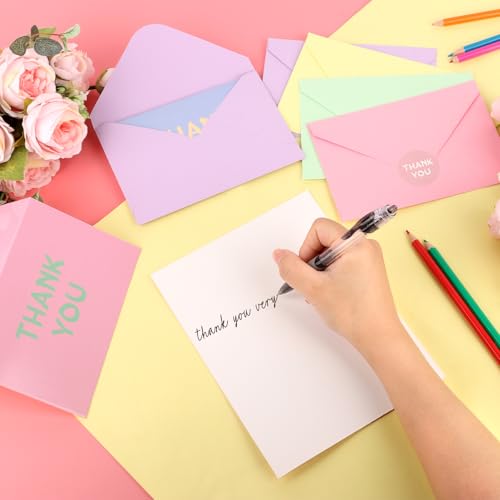 32 Pcs Colorful Thank You Cards Set with Envelopes and Stickers, 5.9x7.9"