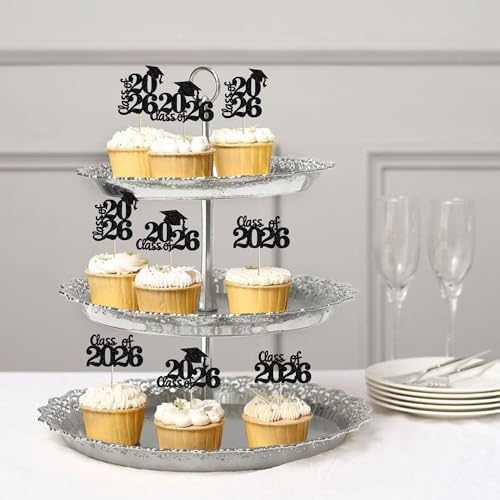 2026 Graduation Cupcake Toppers - 30 PCS Glitter Cake Picks