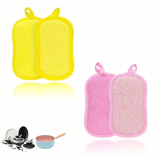 Dual-Sided Heavy Duty Kitchen Scrubbing Sponges - Lint-Free & Durable