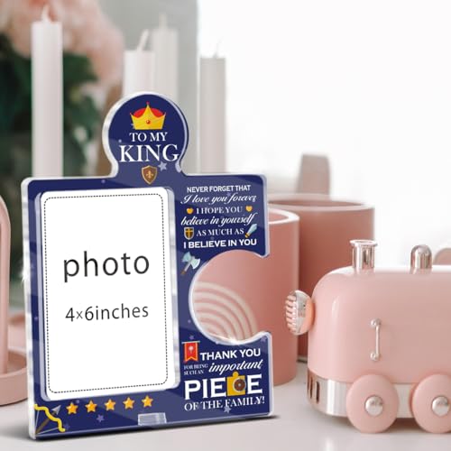 Motivational Puzzle Picture Frame for Son - Acrylic 4x6 Photo Gift