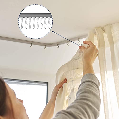 30pcs Stainless Steel Curtain Track Hooks & Gliders for Shower, Window & Room Curtains