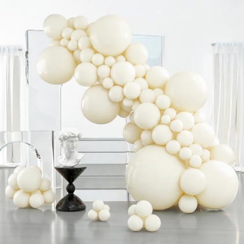 PartyWoo Beige Balloons - 127pcs in Various Sizes (5-36 Inch)