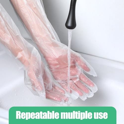 20PCS Extra Long Disposable Cleaning Gloves - 23.6in Waterproof PE Gloves