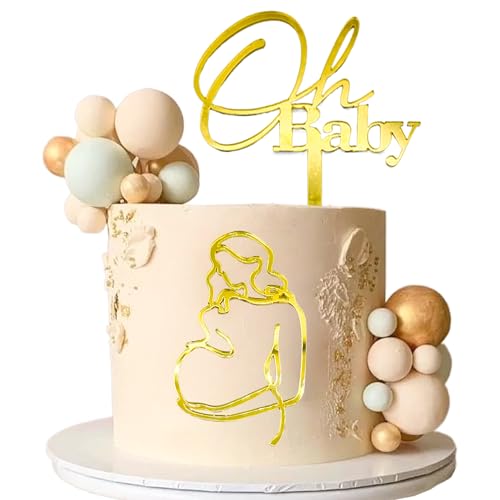 Gold Acrylic Oh Baby Cake Topper Set for Baby Showers