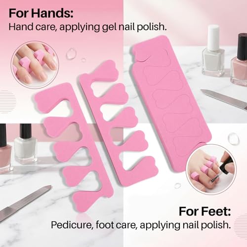 RAQEHO 24PCS Foam Toe Separators for Pedicure and Nail Polish, Pink