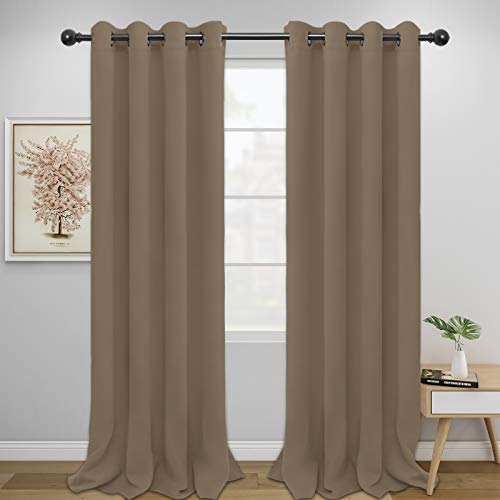 Easy-Going Blackout Curtains 2 Panels Camel 52x96 Inches Thermal Grommet Window Drapes