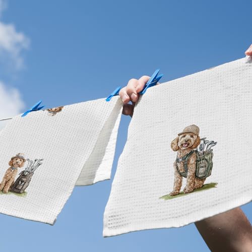 Funny Goldendoodle Golf Kitchen Towels - Set of 2, 16x24in