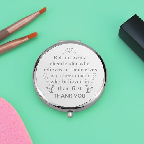 Cheer Coach Travel Makeup Mirror Appreciation Gift Silver