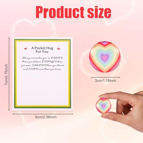 BOXOB Pocket Hug Heart Token with Inspirational Message Card - 3cm Thinking of You Gift