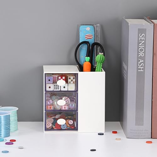 GUSHBIN 3-Layer Hair Accessories Organizer with Hair Brush Holder, White