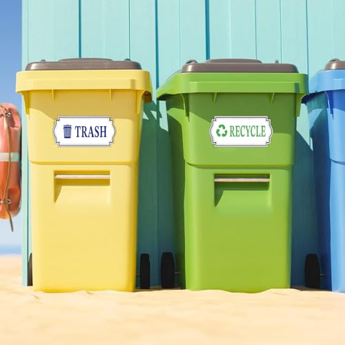 Glow in the Dark Trash & Recycle Stickers - Vinyl Labels for Bins