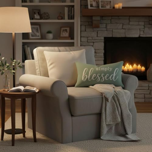 Sage Green Decorative Lumbar Pillow Cover 12x20 - Simply Blessed