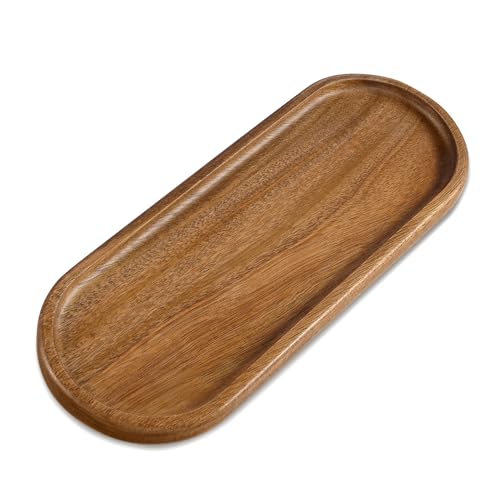 TJ POP Small Oval Acacia Wood Serving Tray - Decorative Wooden Platter