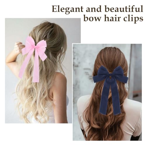 GAFATORY 5-Pack Extra Large Silk Hair Bow Clips for Women and Girls