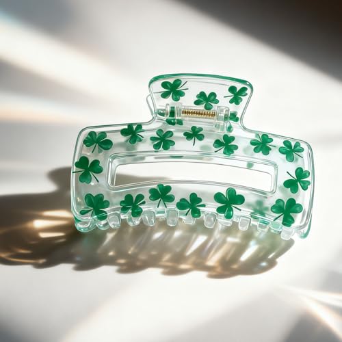 St. Patrick's Day Shamrock Hair Claw Clip - Large Acrylic Non-Slip Jaw Clip