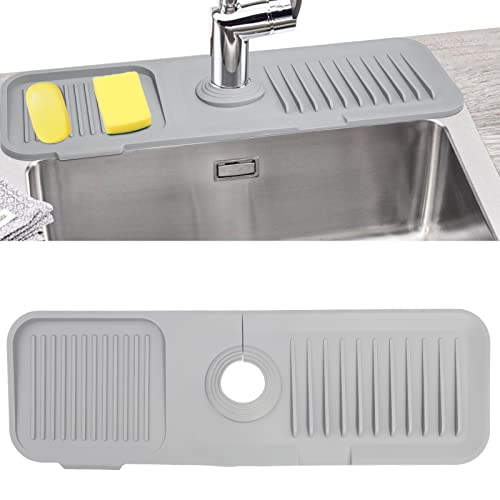 Gray Silicone Sink Splash Guard Mat for Faucet & Countertop