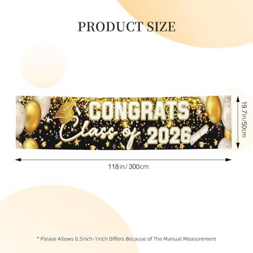 Class of 2026 Graduation Banner Backdrop Gold Party Supplies