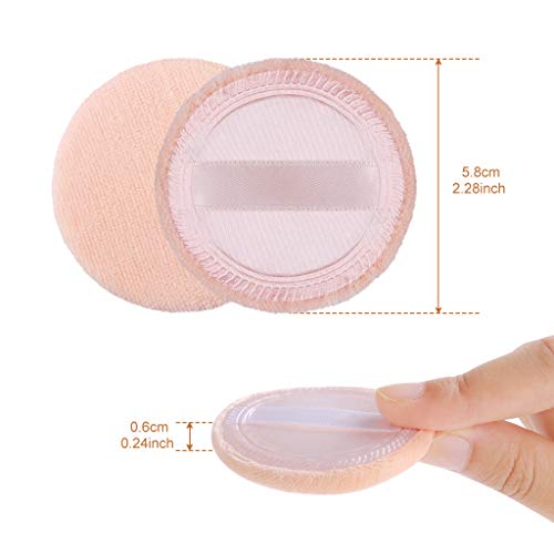 JimKing 5x Cotton Round Makeup Powder Puffs with Ribbon, Orange 3.15 Inch