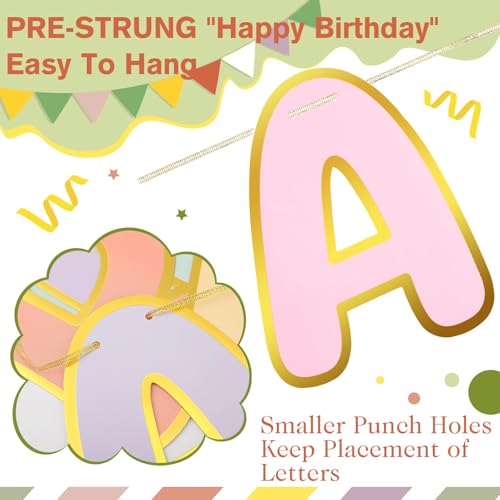 Macaron Happy Birthday Banner - Pre-Strung Party Decor