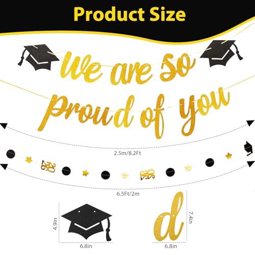 Graduation Banner Set - 3pcs Glitter 'We Are So Proud of You' Decorations