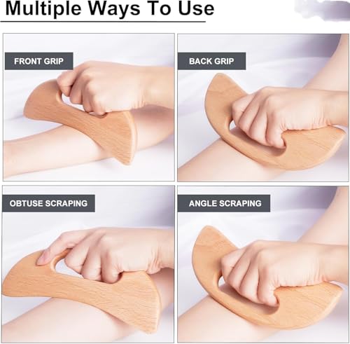 2Pcs Muscle Scraper Tool Set Stainless Steel & Wooden Gua Sha