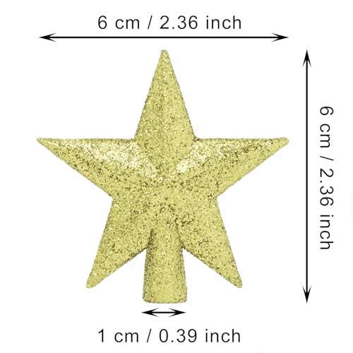 Mini Christmas Tree Topper Stars Glitter Gold 3-Pack 2.36 Inch Tiny Treetop Ornaments