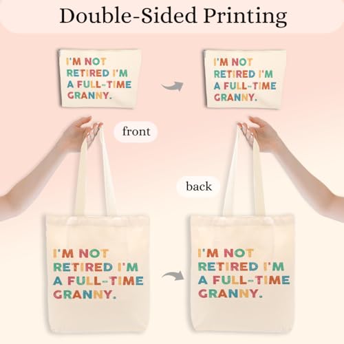 Grandma Canvas Tote Bag and Cosmetic Pouch Gift Set