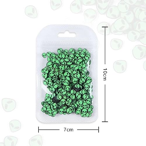 3D Green Alien Nail Art Charms Polymer Clay Slices for Halloween DIY
