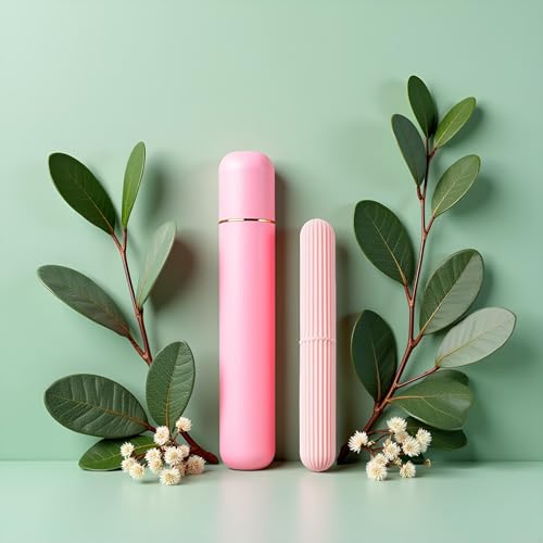 Pink Portable Toothbrush Travel Case with Lid, Dust-Proof Holder