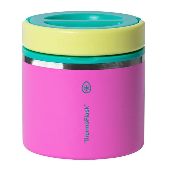ThermoFlask 20 oz Insulated Food Jar, 2-Pack, Pink and Blue, Hot 12 Hours Cold 24 Hours (Pink and Yellow)