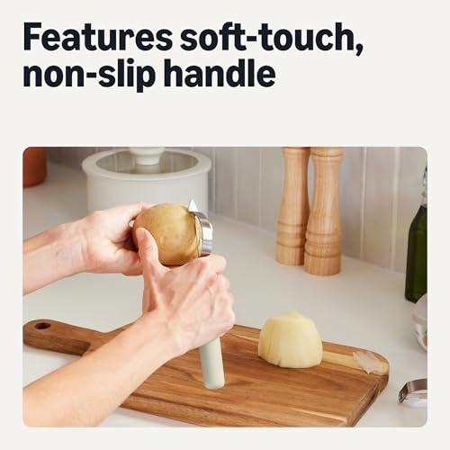 Amazon Basics Vegetable Peelers Set - Ultra-Sharp Stainless Steel, Non-Slip Handle, Dishwasher Safe, 2-Piece