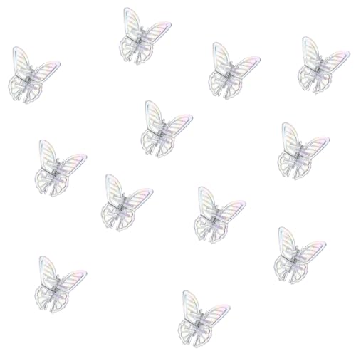 Nogeqi 12PCS Mini Butterfly Hair Clips, Glitter Small Claw Clips for Women and Girls