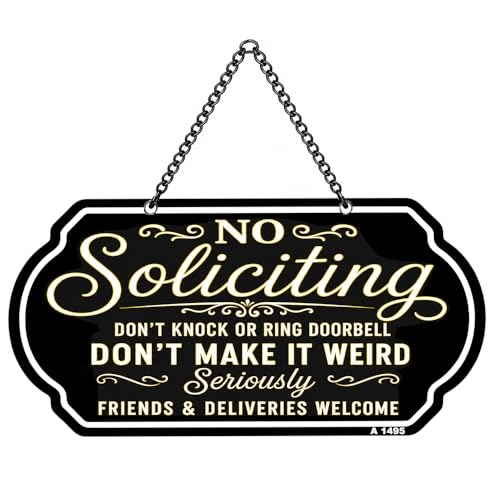 Funny No Soliciting Sign for Front Door | Durable Aluminum 10x5 Inch