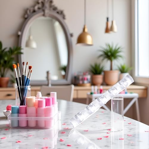Acrylic Nail Art Brush Holder Transparent Stand for 5 Pens