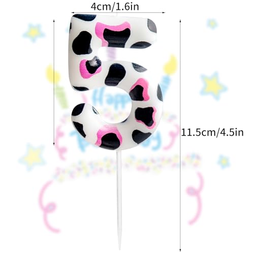 Cow Theme 5th Birthday Candle - Eco-Friendly, Long Lasting Design