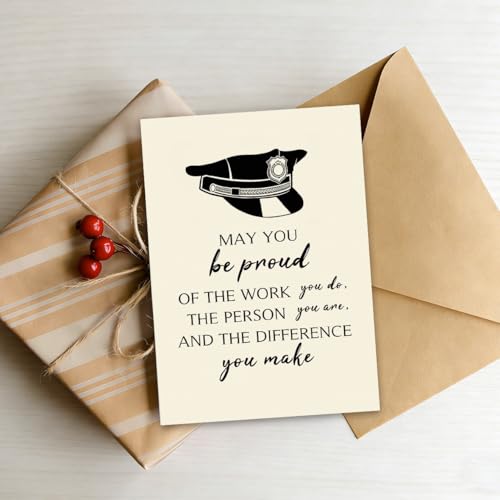 Police Officer Appreciation Card BT-186 with Kraft Envelope & Gold Seal