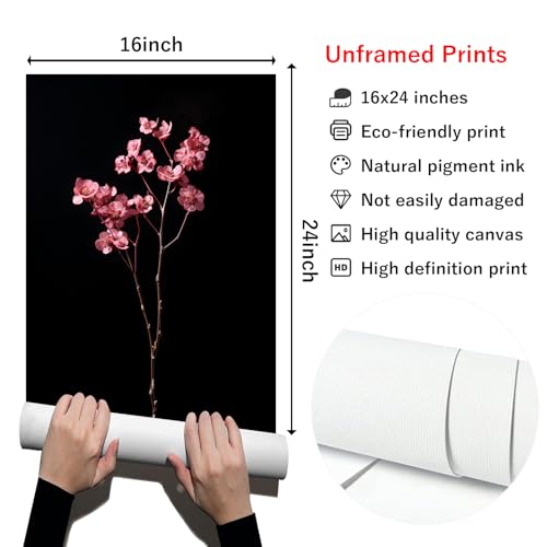 Gothic Floral Wall Art - Dark Academia Canvas Poster 16x24in