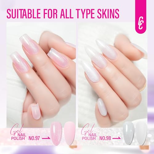 CHUCHU Glitter Pink and Moonlit White UV Gel Nail Polish Duo 8ml