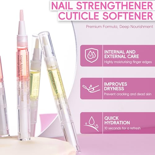 Foncomy 2PCS Cuticle Oil Pen with Nail File Pineapple & Peach