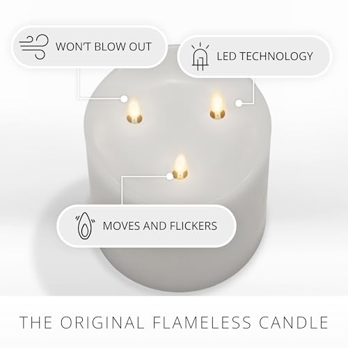 Luminara 5.8 x 5.7 Inch Tri-Flame Flameless LED Candle White Moving Flame