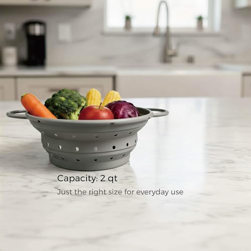 VitarayX 2-Quart Slate Gray Silicone Collapsible Colander