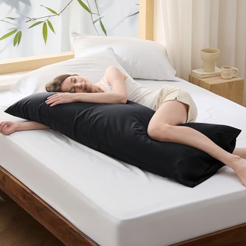 Bedsure Body Pillowcase - 20" x 54" Black, 100% Rayon from Bamboo