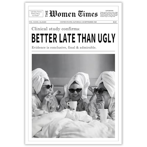 Vintage Black and White Women’s Newspaper Wall Art Poster - 12x16
