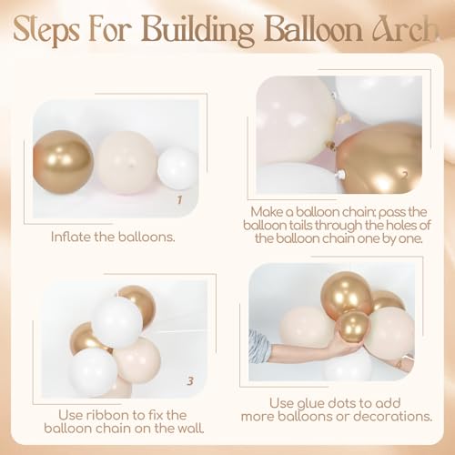 Boho Birthday Decorations Set with Gold Foil Balloons & Banner