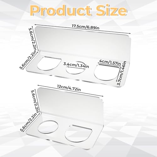 2-Piece Acrylic Hair Tool Organizer Wall-Mounted Holder for Bathroom